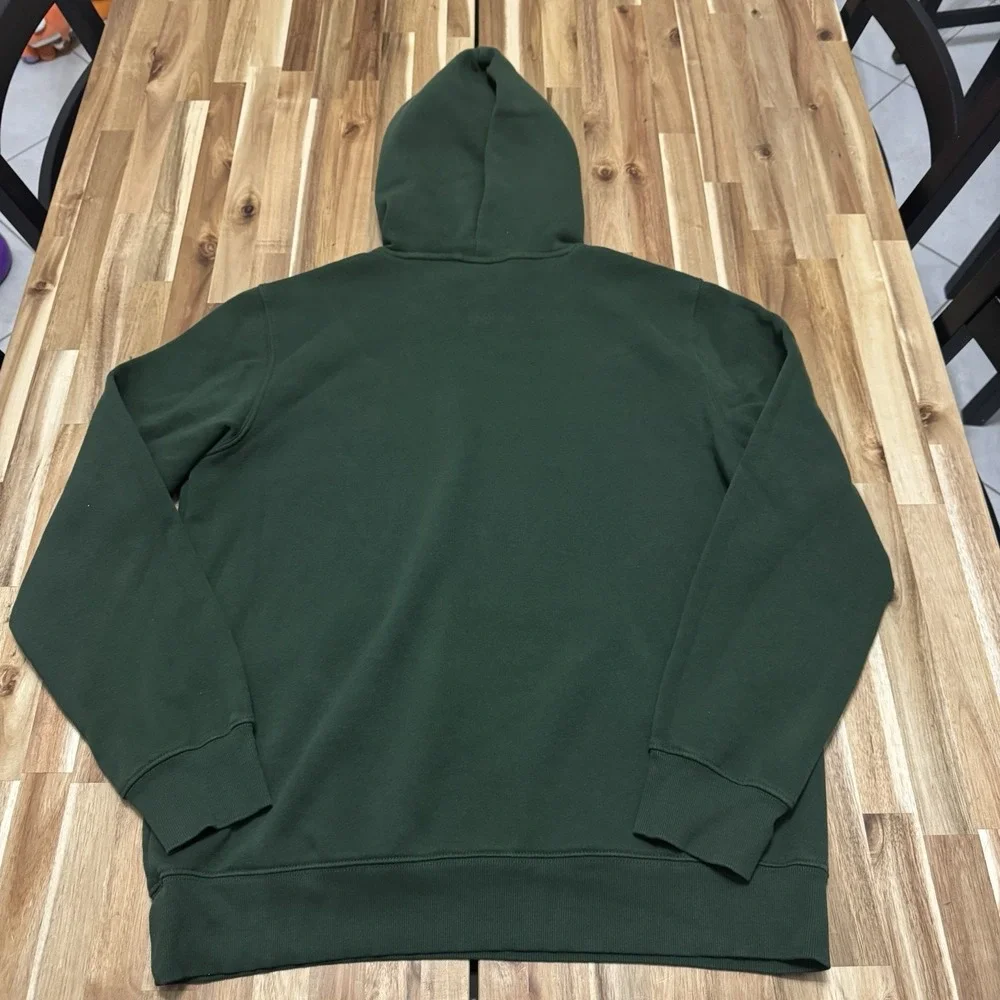 North Face Hoodie Mens L Green Jumbo Logo‎ Sweatshirt Outdoor Fleece Pullover